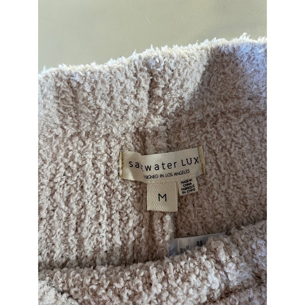 Saltwater LUXE Pearl Fuzzy Popcorn Knit Pants Boho Lounge Cozy Pajama M - Picture 2 of 8